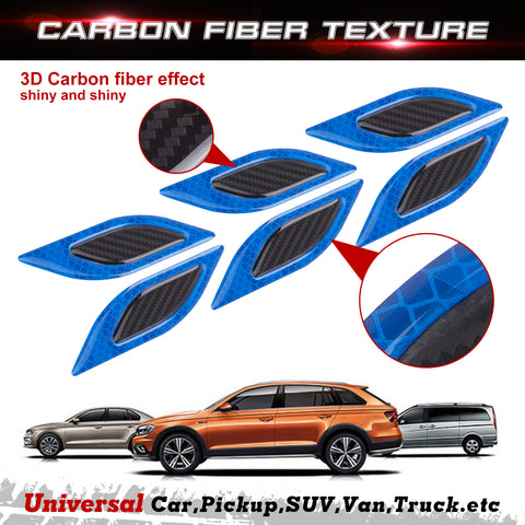 6x White w/ Carbon Fiber Pattern 3D PVC Night Reflect Car Vent Edge Bumper Decal