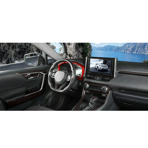 Set Sporty Red Dashboard Side Air Vent Gear Shift Lever Water Cup Holder Steering Wheel Panel Accessories Cover Trim Combo Kit, Compatible with Toyota Rav4 2019-2024