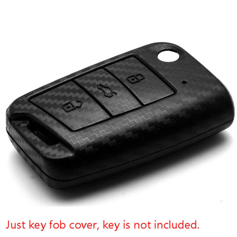 Matte Carbon Fiber Finish Full Sealed Key Fob Shell Case Protective Hard Cover for Volkswagen Golf MK7/GTI/R/Rabbit Passat Tiguan Skoda Octavia 3-button Folding Key