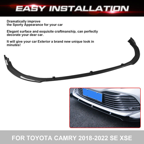 Black Carbon Fiber Style Front Bumper Lip Splitter Trim For Camry SE XSE 2018-up