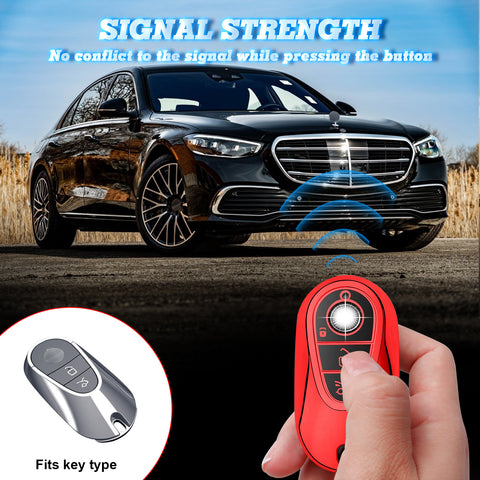 Red Soft TPU Full Protect Remote Key Fob Cover For Mercedes-Benz S-Class 2020+