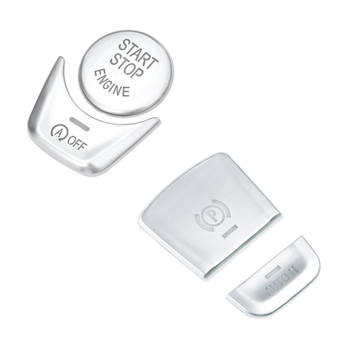 Silver Gear P Brake Hold Engine Start Button Cover For BMW G30 5 Series 2018-19