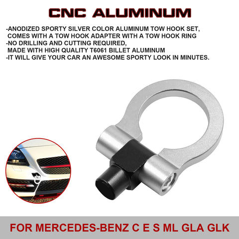 Silver Metal Track Racing Style Aluminum Tow Hook For Mercedes Benz C E S M GLA GLK