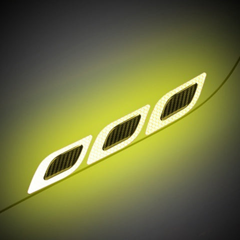 6x Yellow Carbon Fiber Pattern 3D PVC Night Reflect Car Vent Edge Bumper Decal