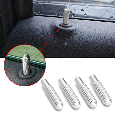 Bolt On Door Lock Knobs Pin Cover Trim Compatible with Mercedes Benz C E GLC GLE Class W205 W213 X205 W166 (Silver Aluminum) - 4PCS
