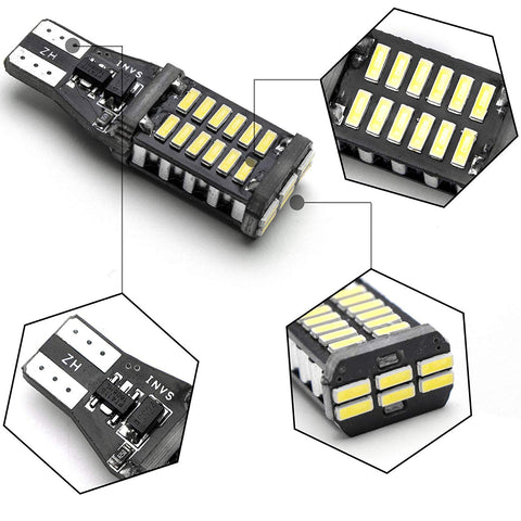 (2) Error Free White High Power T15 LED Bulbs For Back up Reverse Lights 912 921 T10