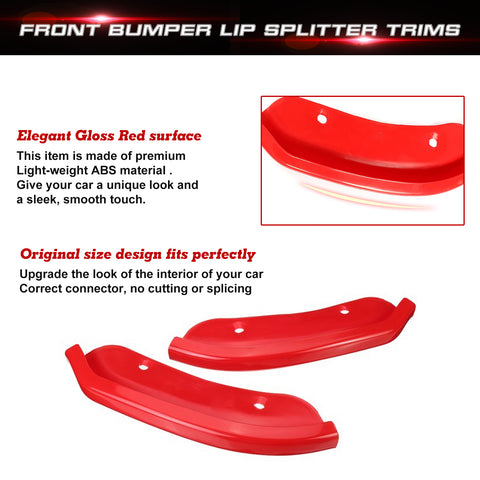 Red Bumper Lip Corner Splitter Trim For Dodge Challenger SRT Hellcat 2015-2023