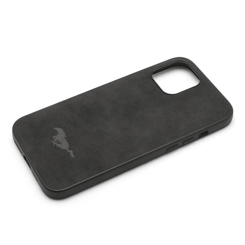 Matte Alcantara Leather Mustang Logo for iPhone 12 Pro Max Luxury Business Cover Ultra Slim Protective (Black)