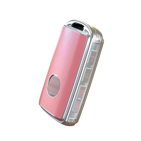 Pink TPU Sand Leather Full Protect Remote Key Fob Cover For Mazda CX-9 2020-23