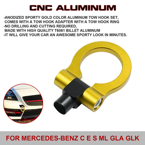 Gold Metal Track Racing Style Aluminum Tow Hook For Mercedes Benz C E S M GLA GLK