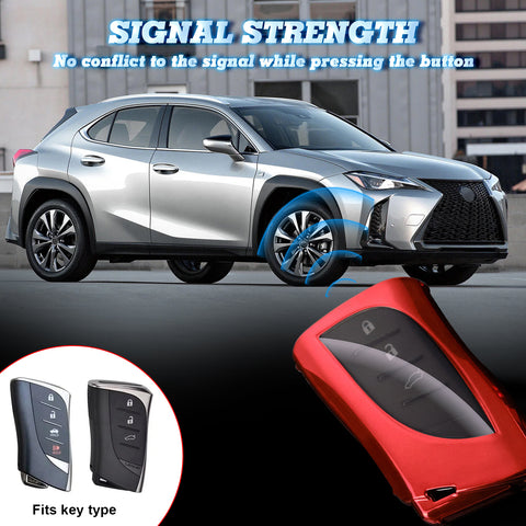 Red Soft TPU Full Protect Remote Control Key Fob Cover For Lexus ES350 2018-2022