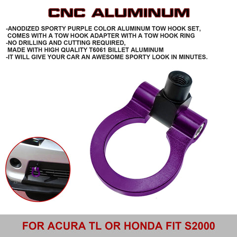 Set Purple Track Racing Aluminum Tow Hook Ring For Honda Fit Acura TL 2006-2008