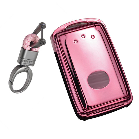 Pink Soft TPU Full Protect Remote Smart Key Fob Cover Case w/Keychain For Mazda 3 2019-2025