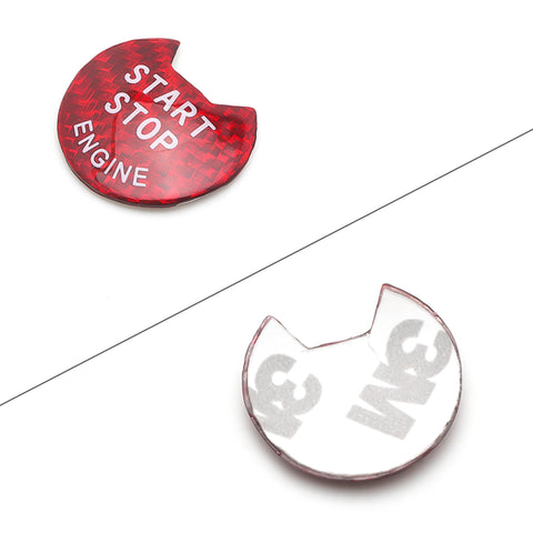 Red Real Carbon Fiber Keyless Engine Start Stop Push Button Cover Trim for Infiniti Q50 Q60 QX60 2014-up, Engine Ignition Push Start Button Cap for Nissan Altim Maxima Pathfinder 2013-up