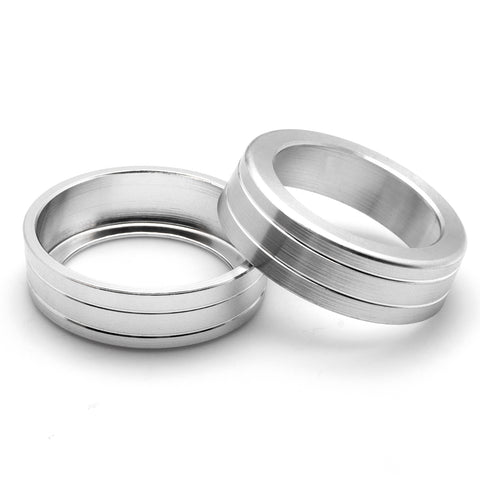 2x Red/Silver Anodized Aluminum AC Climate Control Ring Knob Covers For 16-up Honda Civic
