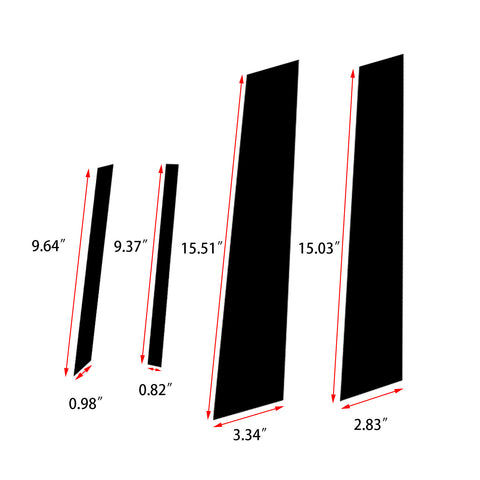 8pcs Black Exterior Window Pillar Posts Molding Pre-Cut Cover Side Door Trims For Honda Civic Sedan 2012 2013 2014 2015