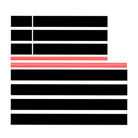 JDM Vinyl Stripe Sticker Sporty Racing Graphics Decal Trim for Ford Mustang 2015-2020 Hood Roof Rear Trunk Decoration, Glossy Black with Red Side