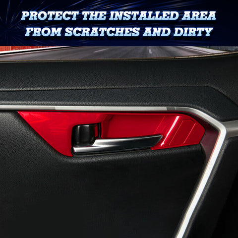 Inner Door Handle Bowl Side Panel Control Panel Cover Trim, Sporty Red, Compatible with Toyota RAV4 2019-2024