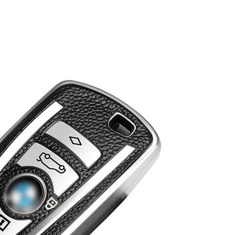 For BMW 1 2 3 4 5 6 7 Series Silver TPU Leather Full Protect Key Fob Case Cover