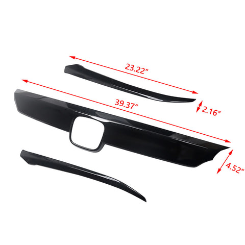Front Grille Cover Moulding Trim fit for compatible with Honda Accord 2018 2019 2020 ABS Glossy Black Lip Bumper, 3PCS