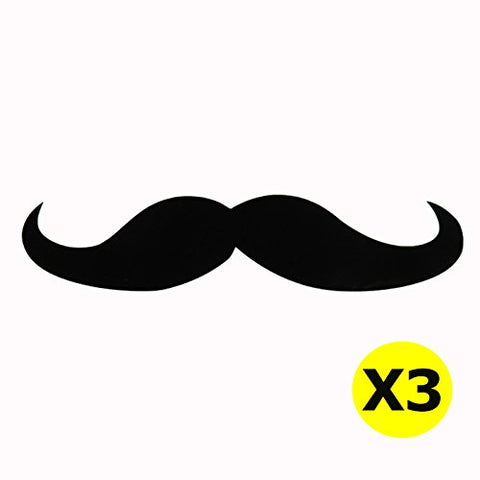 3pcs 7" Euro Funny Italian Mustache Car Window Die-Cut Graphic Vinyl Decals
