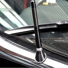 5" Black Real Carbon Fiber Aluminum Short Screw-On Mast Car Antenna