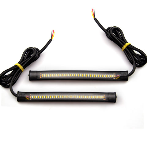 2pcs 36 SMD Dual Color White Amber LED DRL Switchback Turn Signal Light Strips for Motorcycle