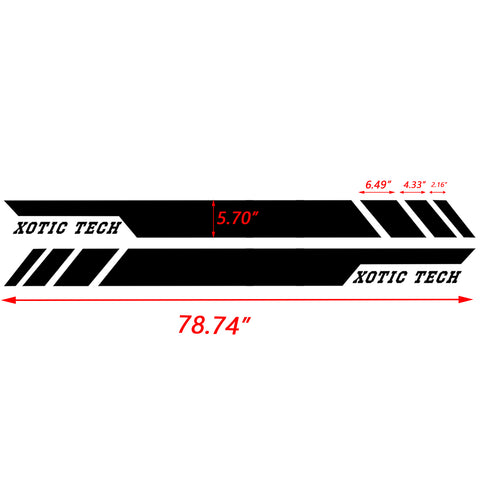 2pcs Glossy Black / White Car Side Skirt Stripe Sticker Lower Door Panel Molding Trim Decal for Dodge Ram 2009-2017