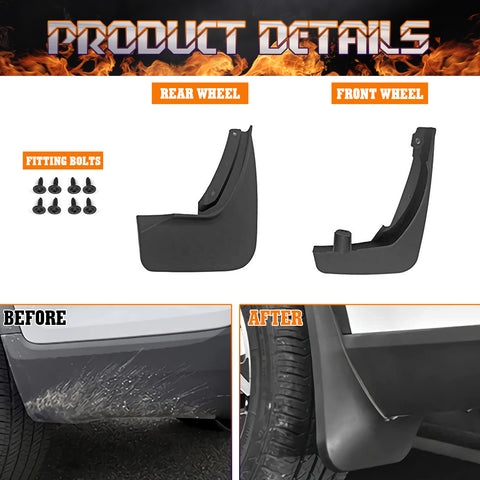 Set Front + Rear Splash Molded Mud Flaps Mudguards For Ford Explorer 2019-2022