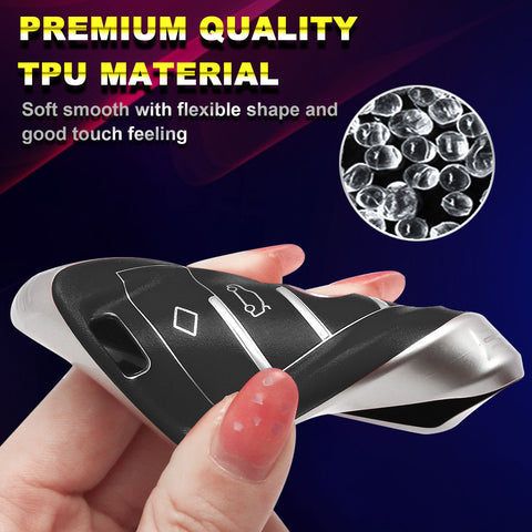 For BMW Key Fob Cover,Soft TPU Full Protection Key Fob Case for BMW 2 3 5 6 7 Series X1 X2 X3 X4 X5 X6 X7 Keyless Entry Smart Remote Control, Black
