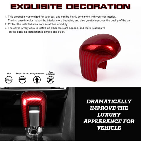 For Honda Civic 2016+ Red Carbon Fiber Pattern Inner Gear Shift Knob Cover Trim