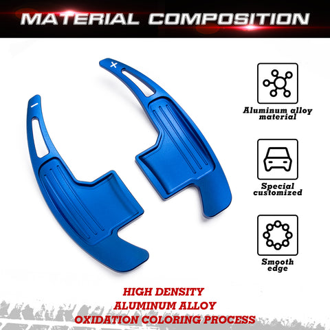 Blue Aluminum Steering Wheel Paddle Shifter Extensions For Ford Mustang 2015-up