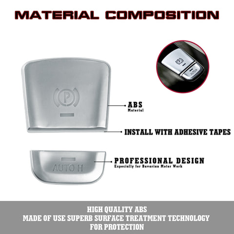 2Pcs Silver Gear P Brake+Hold Function Button Cover For BMW F10 5 Series 18-19