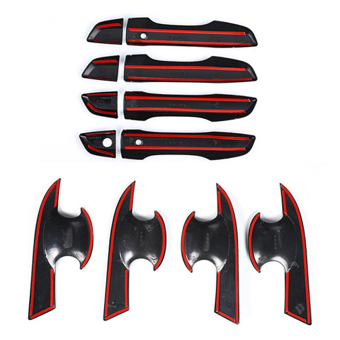 12pcs Carbon Fiber Pattern Car Side Door Handle Cover + Door Handle Bowl Panel Cover Set for Honda Civic 2016-2019