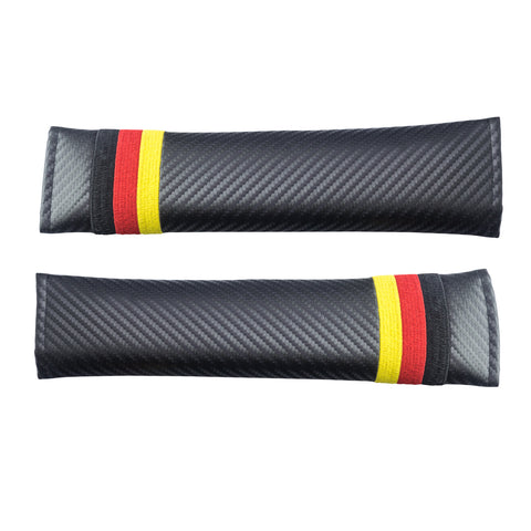 Embroidery Black Carbon Fiber Seat Belt Cover Shoulder Pad with Germany Flag