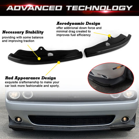 Black Bumper Lip Corner Protector Trim For Dodge Challenger RT SRT GT 2015-2021