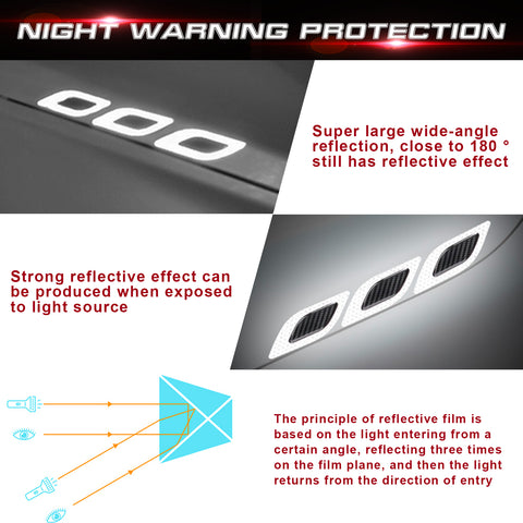 6x White w/ Carbon Fiber Pattern 3D PVC Night Reflect Car Vent Edge Bumper Decal