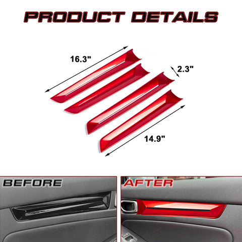 4x Sporty Style Red Side Door Strip Cover Trims For Honda Civic 11th Gen 2022