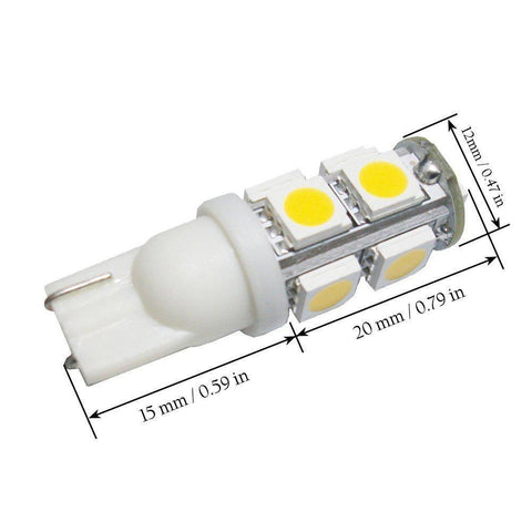 10x T10 168 194 LED White\ Blue 501 W5W 9-SMD Side Wedge License Light Bulbs 2825 192