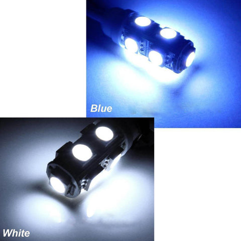 10x T10 168 194 LED White\ Blue 501 W5W 9-SMD Side Wedge License Light Bulbs 2825 192
