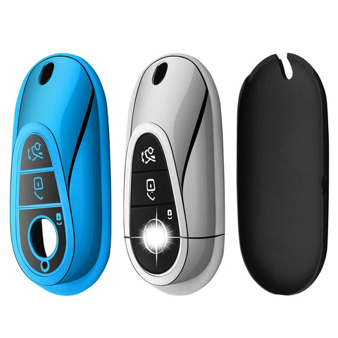Blue Soft TPU Full Protect Remote Key Fob Cover For Mercedes-Benz S-Class 2020+