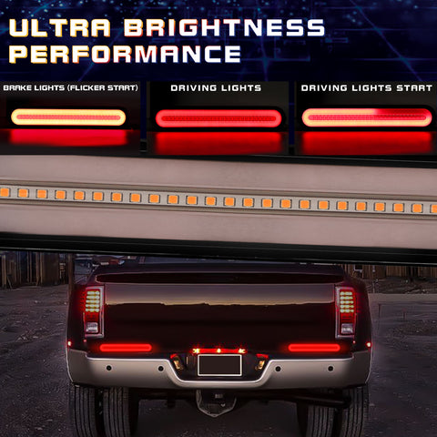 Dual Rear Fender/Bagger Vertical Mount LED Rod Light Kit, For Harley Davidson Motorcycles, Full LED 5 In 1 Strobe Brake Stop Sequential Flowing Turn Signal Parking Running Light