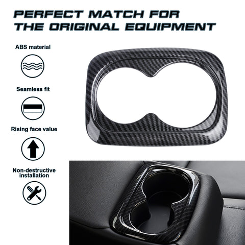 Carbon Fiber Pattern Water Cup Holder Frame Cover Trim For Honda Civic 2016-2022