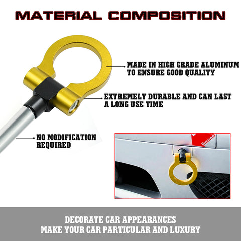 Gold CNC Euro Racing Style Tow Hook For BMW 1 3 5 Series X5 X6 Mini Cooper R55