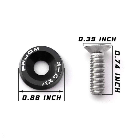 Blue / Black / Red / Gold / Purple / Silver Fender Bumper Washer Bolt, CNC Finishing Washer Engine Bay Screw Dress Up Fastener Kit