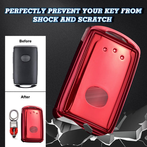 Red Soft TPU Full Protect Remote Smart Key Fob Cover Case For Mazda 3 2019-2025