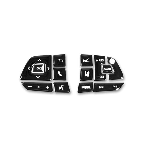 Set Black Steering Wheel Switch Cover Trim Decor For Toyota Highlander 2020-2022