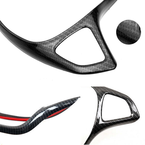 Xotic Tech Carbon Fiber Pattern/ Silver Chrome Steering Wheel Panel Cover Sticker for Mercedes Benz C E GLC 2014- 2017