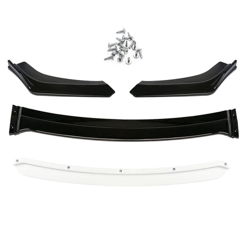 Xotic Tech Front Bumper Lip Chin Spoiler Splitter Diffuser Protector Guard Body Kit Compatible with Honda Accord Civic, Volkswagen MK5 MK6 MK7,Kia Optima,Mitsubishi Lancer, Black w/White 4pcs