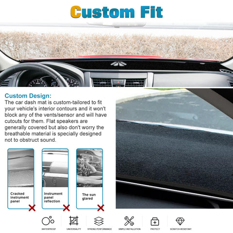Center Console Dashboard Mat Pre-cut Non-Slip Sunshield Sun Glare Protector Dash Carpet Pad Black Cover Compatible with Nissan Altima 2013-2018